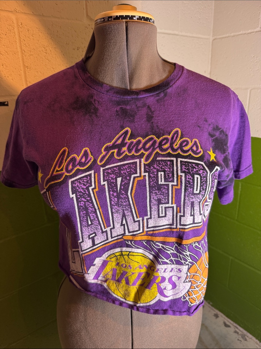 Vintage Los Angeles Lakers Purple & Gold Crop Tee size small